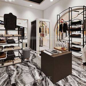 Garments Shop Interior Design Metal Clothes Stand Rack Simple Design High End Metal Clothing Store Display Stands - Product Image 3