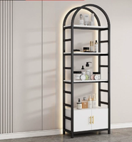 Vitrine de présentation cosmétique modulaire de luxe en forme d'arche avec éclairage LED, étagères métalliques pour salon de beauté et magasin de soins de la peau
