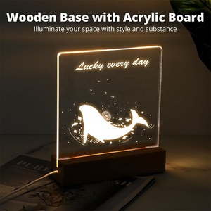 Base Luminosa in Legno e Acrilico (8 Pezzi) - Luci Notturne Trasparenti Ecologiche e Riciclabili con Cavi USB da 7'' - Regalo Perfetto per i Propri Cari - Product Image 5