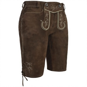 Wholesale Pure Genuine Suede Leather German <b>Women</b> <b>Lederhosen</b> Shorts Bavarian Cow Hide Suede Leather Short Custom With Embroidery - Product Image 1
