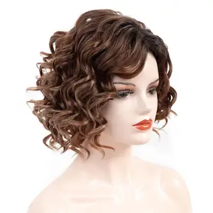 Vente en gros perruques cheveux courts cheveux brésiliens pour femmes noires perruque sans colle bon marché couleur de surbrillance fabriquée à la machine