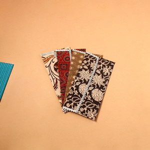 Festive Handmade Fabric <b>Envelope</b> Assorted Set of 5 Elegant Ethnic Cloth <b>Gift</b> Holders for Weddings Anniversaries and Celebrations - Product Image 2