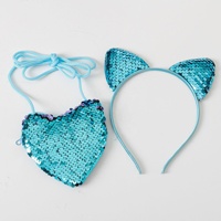 Oreilles de chat Bandeau pour enfants Paillettes de dessin animé Sweet Princess Small Change Bag Heart bag set