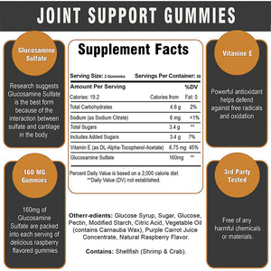 Joint Support <strong>Glucosamine</strong> Chondroitin Gummy MSM <strong>Glucosamine</strong> &amp; <strong>Vitamin</strong> E Natural Joint &amp; Flexibility Support Gummies - Product Image 4