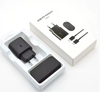 Bloc chargeur rapide USB-C PD 25W/45W, adaptateur mural avec ou sans câble pour Samsung S25/S24/S23, prise US/EU/UK