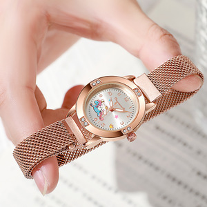 <strong>Rose</strong> <strong>Gold</strong> Diamond <strong>Set</strong> Women's <strong>Watch</strong> with Magnet Adsorption Band Milanis Quartz Digital Display Steel and PC Case Sanrioed - Product Image 3