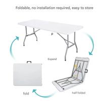 Mesa de Comedor Plegable Moderna de HDPE, Ligera, Apilable, Resistente, Fácil de Transportar, Impermeable, para Exteriores - Modelo CNR FH152B, 1 Año de Garantía