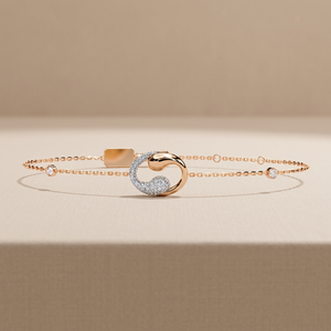 Bracelet pour femme en or massif 9K, 10K, 14K, 18K avec diamants de laboratoire VVS DEF CVD, motif vague tourbillonnante, pavé, médaillon bypass et station sertie - Product Image 1