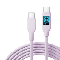 Kabel Pengisian Cepat USB C ke USB C PD 100W dengan Layar Digital Silikon dan Sinkronisasi Data