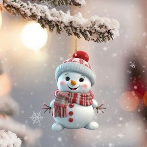 Lindo muñeco de nieve de punto con gorro y bufanda, adornos navideños, colgantes de muñeco de nieve de felpa suave, decoración para árbol de Navidad, hogar y fiestas. - Product Image 3
