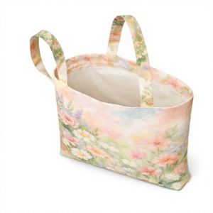 Floral Printed Canvas Tote <b>Bag</b> Medium Size Hand Length Handle Shopping <b>Bag</b> Daily Use Eco friendly Reusable canvas <b>bag</b> printed - Product Image 4