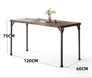 Juego <span class=keywords><strong>de</strong></span> Mesa <span class=keywords><strong>de</strong></span> <span class=keywords><strong>Comedor</strong></span> Plegable 2026 <span class=keywords><strong>de</strong></span> Nuevo Diseño con Acabado <span class=keywords><strong>de</strong></span> Madera Envejecida, MDF, Chapa <span class=keywords><strong>de</strong></span> Madera Maciza, Borde <span class=keywords><strong>de</strong></span> Hierro y Remaches - Product Image 2