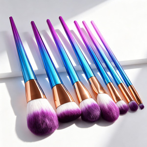7Pcs Makeup Brush Set Soft Synthetic Nylon Hair Plastic Metal Handle Fan Flat <b>Blush</b> Cosmetic Brushes - Product Image 2