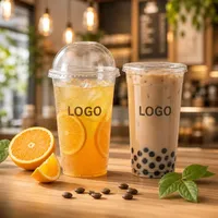 Gobelet à boisson froide en plastique PET transparent avec couvercle anti-fuite et protection anti-éclaboussures
