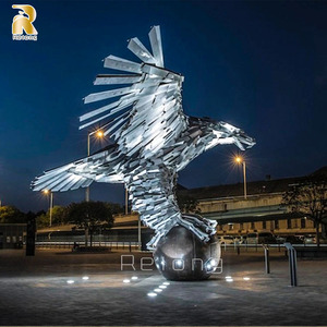 Statua di <span class=keywords><strong>Aquila</strong></span> in Acciaio Inossidabile con Design Astratto di Grandi Dimensioni RELONG per Piazze Commerciali all'Aperto - Product Image 3