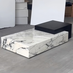 ModernLuxury Calidad Precio barato Mesa auxiliar moderna Nordic <span class=keywords><strong>Kaia</strong></span> Calacatta Viola Mármol Zócalo Bloque Mesa de centro grande Sala de estar - Product Image 5