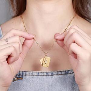 Bijoux fantaisie enveloppe collier médaillon collier Photo <span class=keywords><strong>Bff</strong></span> gravé nom collier en acier inoxydable personnalisé Couple personnalisé - Product Image 4