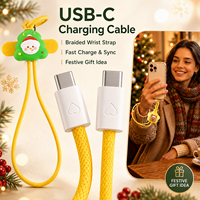 Nouvelle Tendance Câble de Charge Rapide 60W pour Noël, Universel Type C vers Type C, en PVC, pour Téléphone et Tablette, Motif Dessin Animé