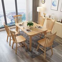 Ensemble de table à manger carrée en bois massif nordique pour usage domestique : table à manger et chaises, table à manger rectangulaire pour cafés