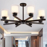 Prix d'usine Lustre triple moderne en métal E27 avec abat-jour en verre pour salon