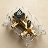 Ensemble de douche encastré de luxe en laiton massif doré, système de douche pluie et cascade pour projets de villas et d'hôtels