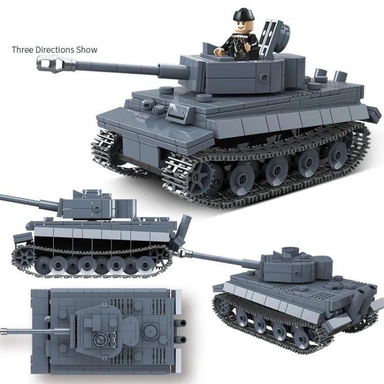 Mainan senjata dan senjata tank World War II army tiger 1 WW2 tank Dunia Jerman dengan 2 figur legoing