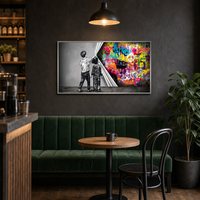 Tableau mural en toile pour enfants, motif urbain de rue avec graffiti coloré révélé sous un fond gris, encadré argenté, décoration pour salon, chambre, cadeau