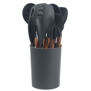 12 cái Tiện Ích Nhà Bếp thiết lập bằng gỗ xử lý công cụ nấu ăn BPA free không độc hại Silicone nấu ăn đồ dùng nhà bếp thiết lập với chủ - Product Image 6