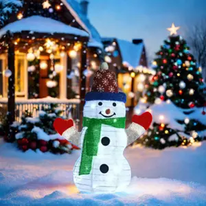 24" USB 8-function Timing Remote Control 33pcs LED Light Dusting Small Hole Mesh Snowman