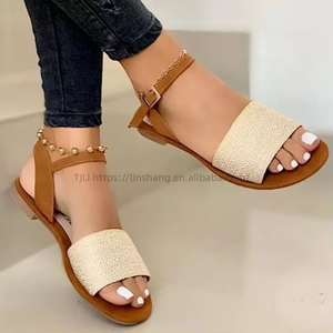 Factory Wholesale Flat Casual Sandals Women's New Big Size One Word Solid Color Open Toe Fish Mouth Women - Product Image 3