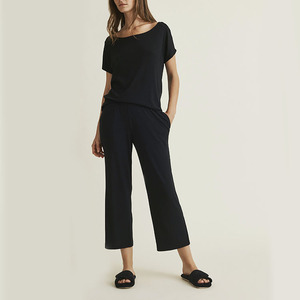 USA &amp; EUR &amp; AU Pajamas Manufacturer Custom Design Sleepwear <strong>Crop</strong> Pants Sets Soft Skin Friendly Bamboo Fiber Cotton <strong>Pyjamas</strong> Women - Product Image 4