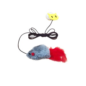 New hanging squeaky mouse <b>cat</b> toy stick, a self-entertaining device, a <b>plush</b> feather <b>cat</b> toy for pets. - Product Image 5