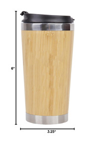 Termo de Bambú Aislado al Vacío de 450ML/15OZ, Taza de Viaje de Bambú, Taza de Café de Acero Inoxidable con Tapa, Disponible en EE. UU. - Product Image 2