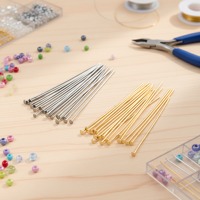 Wholesale Price Non Tarnish15mm/20mm/25mm/30mm 14K Gold Plated Stainless Steel 20-50mm T Head Pins for Jewelry Making Supplies