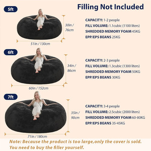 โซฟาเบดทรงถุงถั่วสำหรับการค้าต่างประเทศ ฟองน้ำความหนาแน่นสูง ผ้าหุ้มบีบอัดได้ ที่นั่งเดี่ยว ดีไซน์ทันสมัย เรียบง่าย ไม่มีโครง ไม่มีผ้าคลุม - Product Image 3