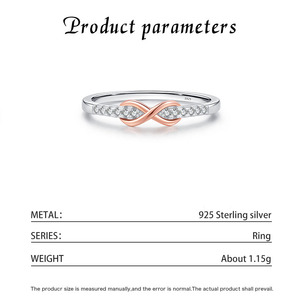 S925 <b>Silver</b> <b>Eternity</b> Band <b>Ring</b> Women's Rose Gold Plated Infinite Design Round Diamond Pave Setting Romantic Engagement <b>Ring</b> - Product Image 2