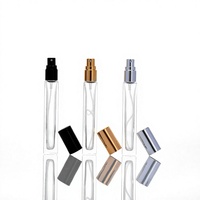 Flacon pulvérisateur de parfum carré en verre de 10 ml, rechargeable, portable, pour voyage, avec impression sérigraphique, mini conteneur d'échantillon de parfum de luxe