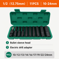 Clé à douille électrique à six pans creux allongée de 8 à 24 mm, finition chromée, ensemble de 10 pièces pour pistolet à air, personnalisable OEM