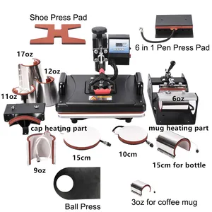 RubySub Mesin Pres Panas 14 In 1, Mesin Sublimasi untuk Pena/Mug/Bola/Sepatu