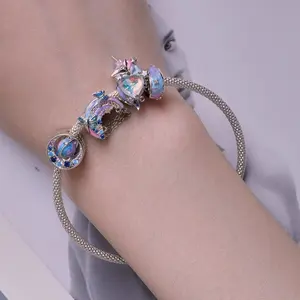 Zircon Unicorn Charm Pendant 925 Sterling Silver Charms For Diy Bracelets Jewelry Making