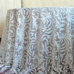 화이트 라운드 유럽 럭셔리 자수 스팽글 진주 레이스 메쉬 테이블 오버레이 천 웨딩 장식 디자인