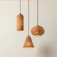 Lustre suspendu moderne fait main en osier, rotin, bambou, bois et fer, à hauteur réglable, pour la maison
