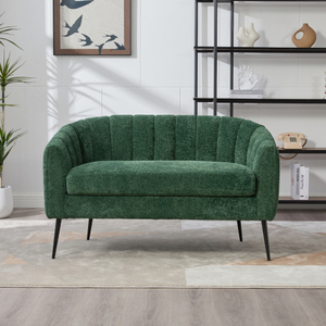 Canapé convertible en chenille en forme de L de 50,2 pouces de large avec pieds en métal, capitonné, 2 places, pour salons de villas - Product Image 2