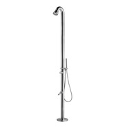 Douche extérieure autoportante moderne noir mat avec col de cygne et fonction lavage des pieds, 2 fonctions, Chuveiro Externo