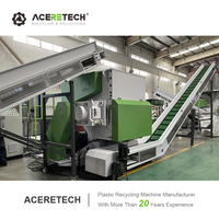Laveuse de plastique automatique Aceretech haute capacité 1500 kg/h avec moteur, boîte de vitesses et roulement pour l'élimination des étiquettes - Certifiée CE