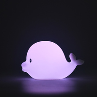 Mini lampe de nuit en silicone LED RGB en forme de dauphin, commande tactile, rechargeable par USB, mignonne, pour enfants, lampe de chevet pour bébé, lampe de nurserie