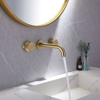 Nouveau robinet mural en laiton encastré de luxe moderne robinet d'eau froide et chaude à double poignée pour hôtels et appartements