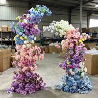 Fleurs artificielles en soie en gros, arche florale en forme de corne de taureau, arrangement floral artificiel doux et personnalisé pour mariage, événement, fête, mariée