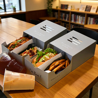 Boîte à sandwich à emporter personnalisée biodégradable, en matériaux recyclables, avec séparateurs en papier alimentaire pour hot-dogs