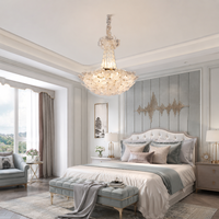 Lustre LED de luxe en métal et verre, motif floral doré, plafonnier suspendu pour villa, majlis, chambre et intérieur d'hôtel